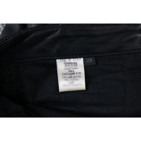 Rag & Bone Leather Shorts Womens 28 Black Lamb Leather Stitching Pockets USA - Picture 7 of 10